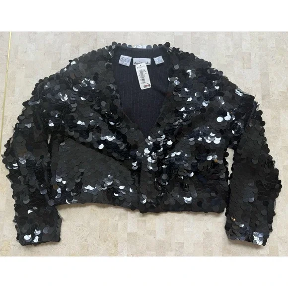 Vintage Anne Klein II Vintage Sequin Cocktail Dress Shrug Set Size SP NWT $700 - Picture 2 of 13